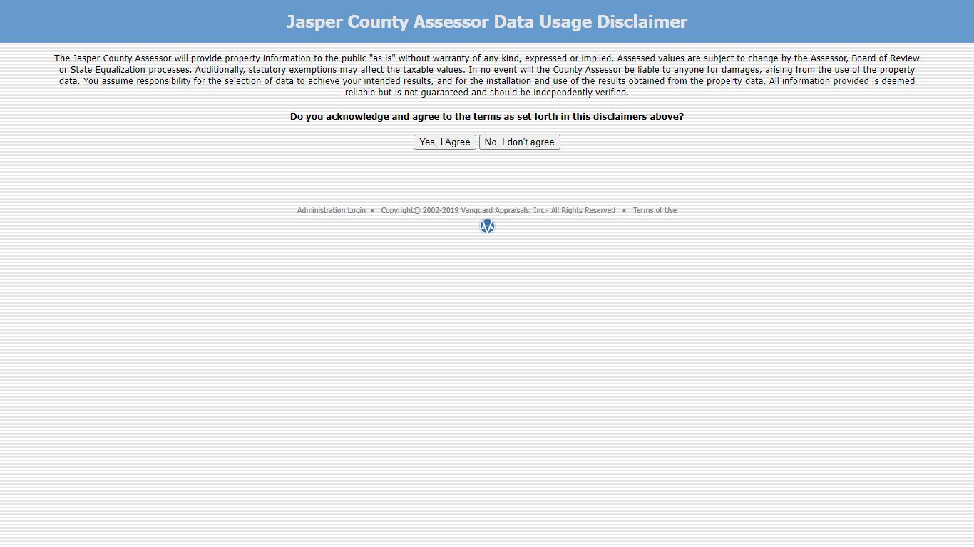 Jasper County Assessor Data Usage Disclaimer